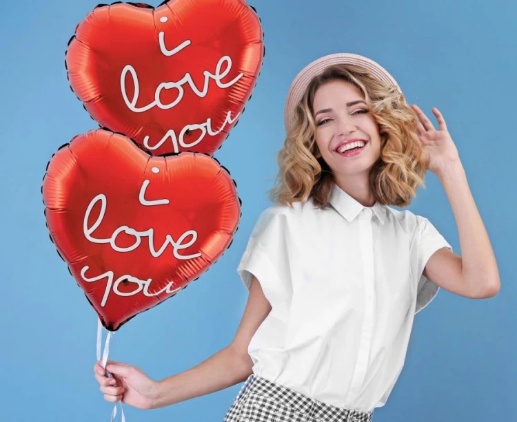 Balon foliowy I Love You nadruk 18" Walentynki 45cm