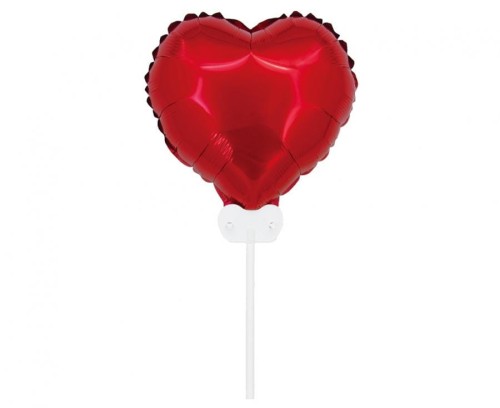 Balon foliowy Serce 11" czerwone z patyczkiem i zaworem
