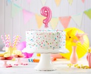 Balon foliowy 13 cm na patyczku Cyfra 9 różowa