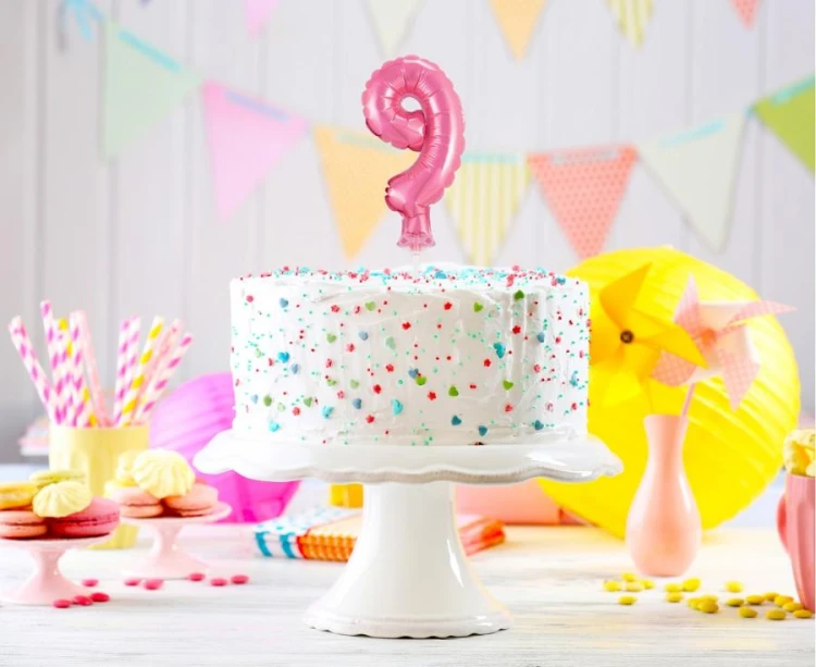 Balon foliowy 13 cm na patyczku Cyfra 9 różowa