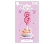 Balon foliowy 13 cm na patyczku Cyfra 8 różowa
