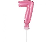 Balon foliowy 13 cm na patyczku Cyfra 7 różowa