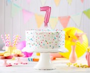 Balon foliowy 13 cm na patyczku Cyfra 7 różowa