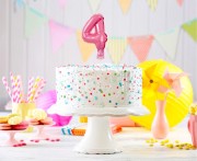 Balon foliowy 13 cm na patyczku Cyfra 4 różowa