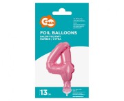 Balon foliowy 13 cm na patyczku Cyfra 4 różowa