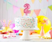 Balon foliowy 13 cm na patyczku Cyfra 2 różowa