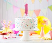 Balon foliowy 13 cm na patyczku Cyfra 1 różowa