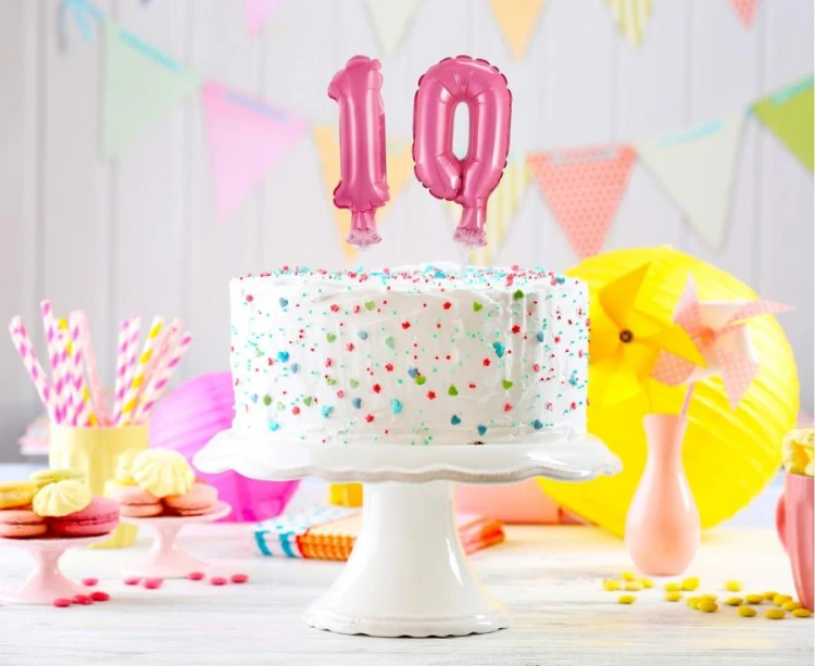 Balon foliowy 13 cm na patyczku Cyfra 0 różowa