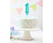 Balon foliowy 13 cm na patyczku Cyfra 1 błękitna