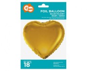Balon foliowy Serce matowe złote 18" na hel powietrzne