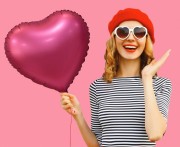 Balon foliowy Serce matowe ciemno różowe 18" na hel powietrzne