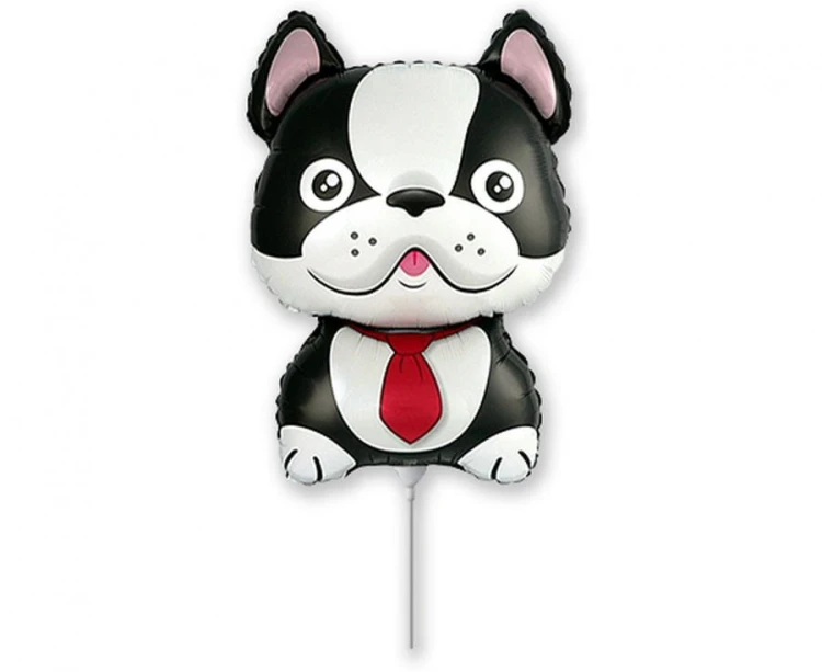 Balon foliowy 14 cali FX - Pies Bulldog, czarny 33cm