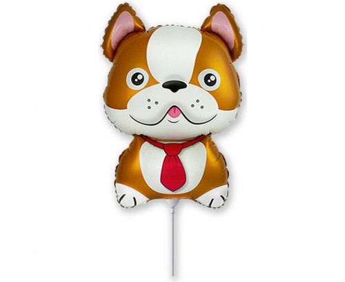 Balon foliowy 14 cali FX - Pies Bulldog, brązowy 33cm