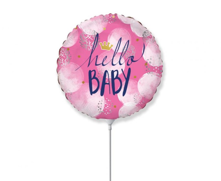 Balon foliowy 14" FX - Hello Baby różowy