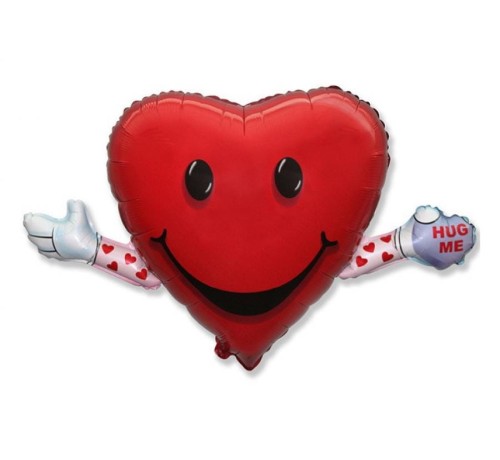 Balon foliowy 14" FX - LOVE & HUG serce z rączkami Zakochanych