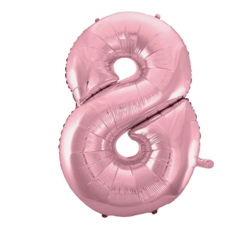 Balon foliowy Cyfra 8 jasno różowa 92 cm Urodziny
