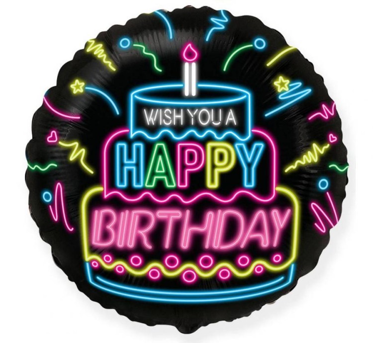 Balon foliowy 18 cali FX - Happy Birthday - NEON Urodziny