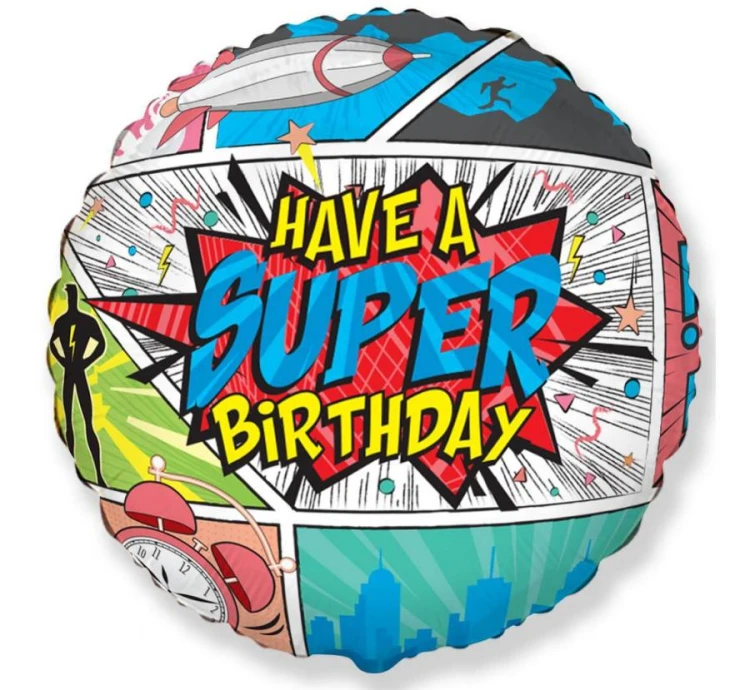 Balon foliowy 18 cali FX - SuperBirthday - COMIC Urodziny