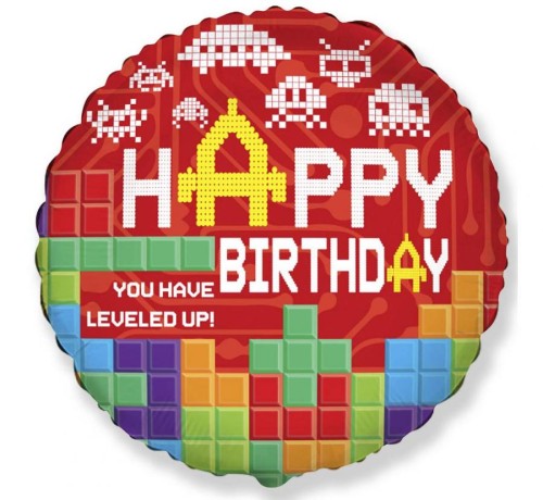 Balon foliowy 18 cali FX - Happy Birthday- BRICKS Urodziny