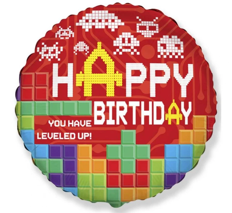 Balon foliowy 18 cali FX - Happy Birthday- BRICKS Urodziny