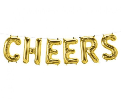 Balon foliowy 16" QL Napis Cheers złoty