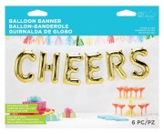 Balon foliowy 16" QL Napis Cheers złoty