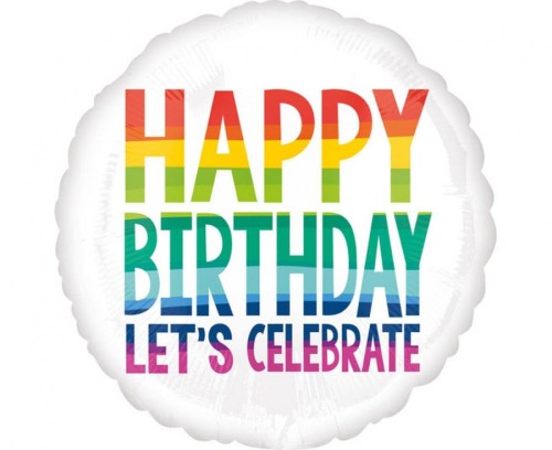 Balon foliowy 18" CIR Happy Birthday Let's Celebrate Urodziny