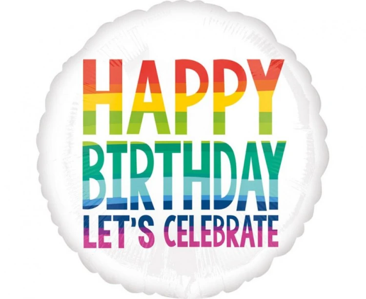 Balon foliowy 18" CIR Happy Birthday Let's Celebrate Urodziny