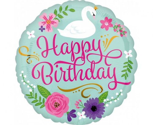 Balon foliowy 18" CIR Floral swan Urodziny