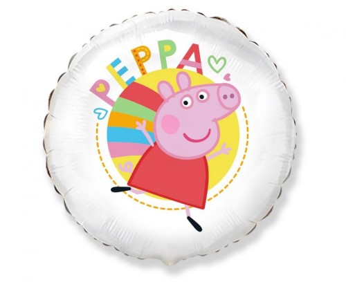 Balon foliowy 18" FX - Happy Peppa biały 1 szt. 48cm Urodziny