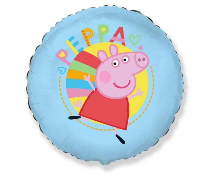 Balon foliowy 18" FX - Happy Peppa niebieski 1 szt. 48cm Urodziny