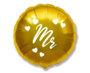 Balon foliowy 18" FX - Mr złoty pakowany okrągły 48cm