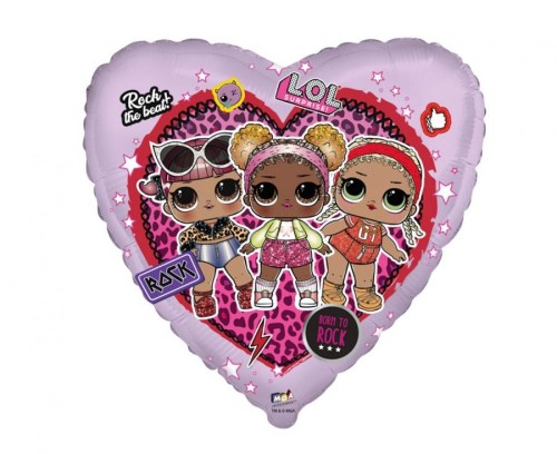 Balon foliowy 18" FX - LOL: Rock pakowany 48cm serce serduszko