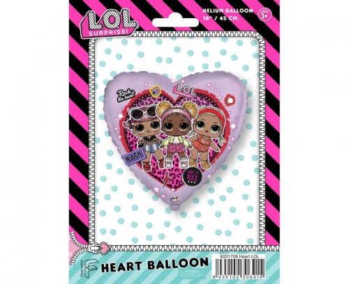 Balon foliowy 18" FX - LOL: Rock pakowany 48cm serce serduszko