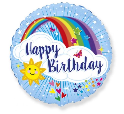 Balon foliowy 18" FX - Happy Birthday z tęczą 48cm Urodziny