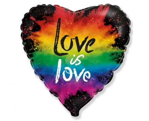 Balon foliowy 18" FX - Love is love 48cm serce serduszko
