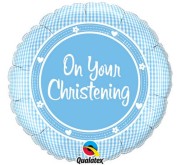 Balon foliowy 18" QL CIR - On Your Christening Boy okrągły