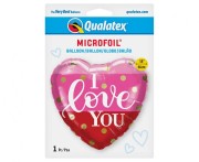 Balon foliowy 18" QL HRT - I Love You złote groszki