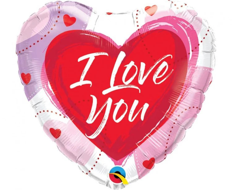 Balon foliowy 18" QL HRT I Love You rysunkowe serca