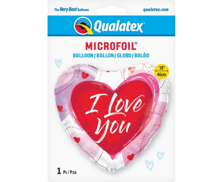 Balon foliowy 18" QL HRT I Love You rysunkowe serca