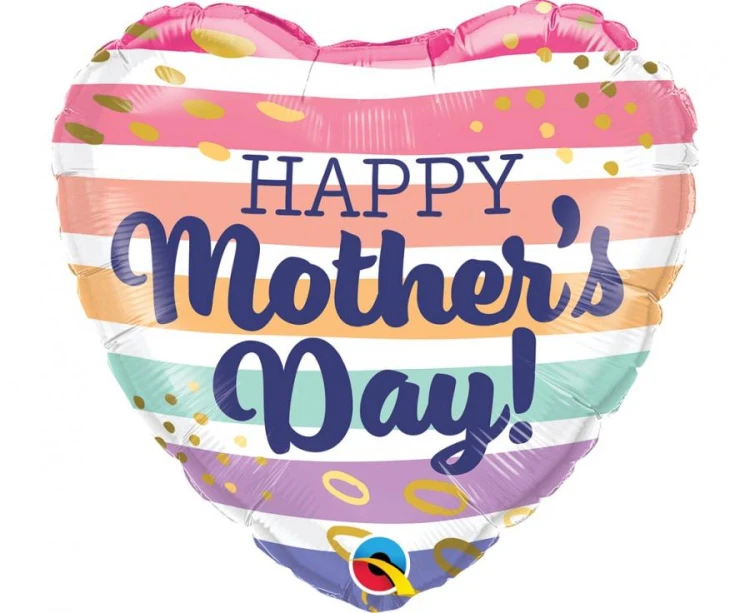 Balon foliowy 18" QL HRT Happy Mother's Day Paski Boho