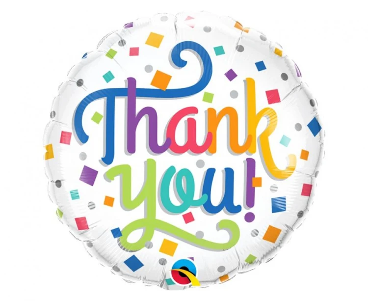 Balon foliowy 18" QL CIR Thank You - Colorful Confetti