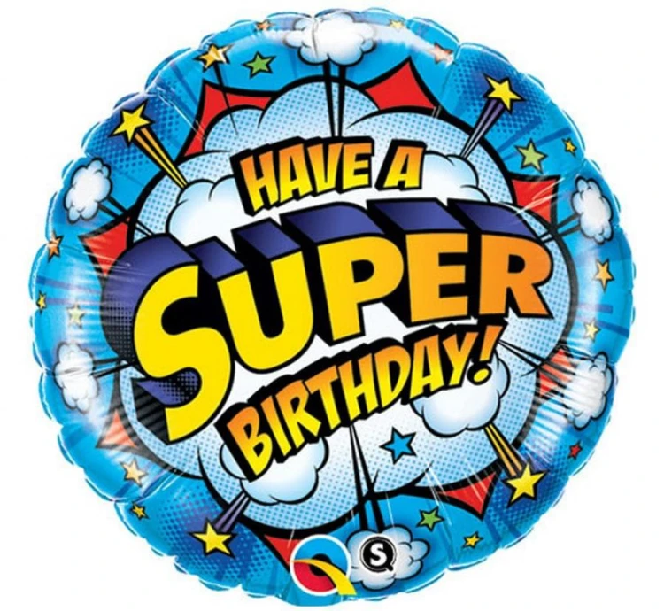 Balon foliowy 18" QL CIR - Have A Super Birthday Urodziny
