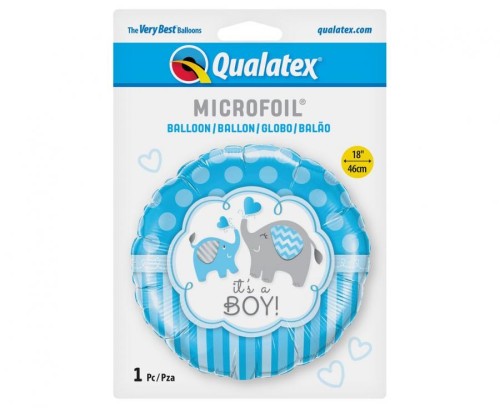 Balon foliowy 18" QL CIR - It’s A Boy Elephants okrągły