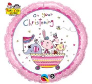 Balon foliowy 18" QL CIR On Your Christening różowy