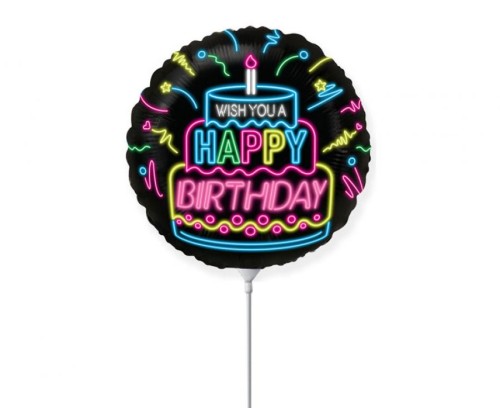 Balon foliowy 14" FX - Happy Birthday NEON Urodziny