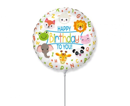 Balon foliowy 14" FX - Happy Birthday zwierzątka Urodziny