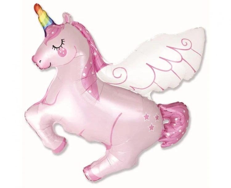 Balon foliowy 14" FX - Jednorożec - Tęczowy róg, różowy