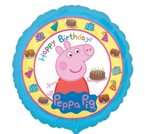 Balon foliowy 18'' CIR - Peppa Pig Happy Birthday Świnka Peppa Urodziny