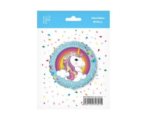 Balon foliowy 18" FX - Jednorożec pakowany 48cm